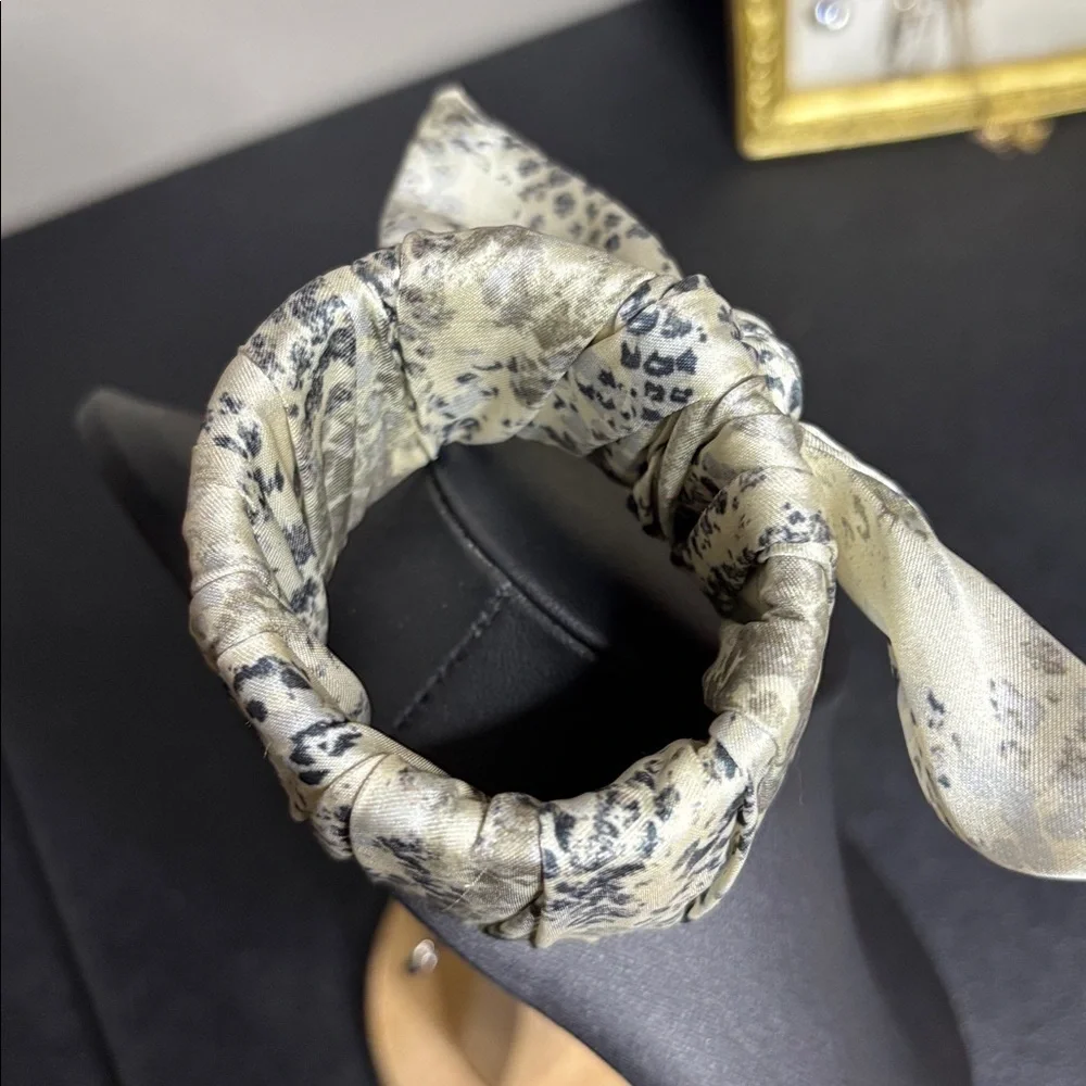Animal Print Ribbon Bow Clamper Statement Bracelet
